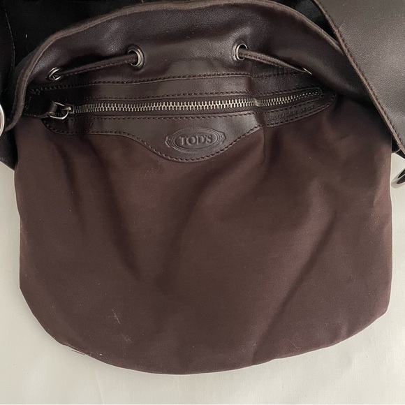 Tod’s Genuine Leather & Animal Hair Drawstring Shoulder Bag Brown - Picture 14 of 16